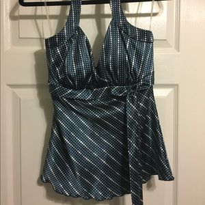 Blue & white Silk Top